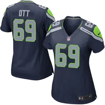 Nike Tyler Ott Women's Game Seattle Seahawks Navy Team Color Jersey