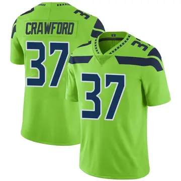 Nike Xavier Crawford Men's Limited Seattle Seahawks Green Color Rush Neon Jersey