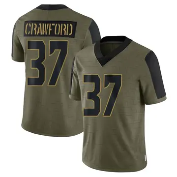 Nike Xavier Crawford Men's Limited Seattle Seahawks Olive 2021 Salute To Service Jersey